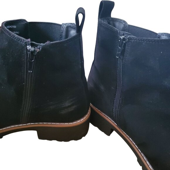 Kensie 9 Kayla B Chelsea Boot Faux Suede Zipper Ankle Bootie Chunky Shoe Black - Picture 10 of 10